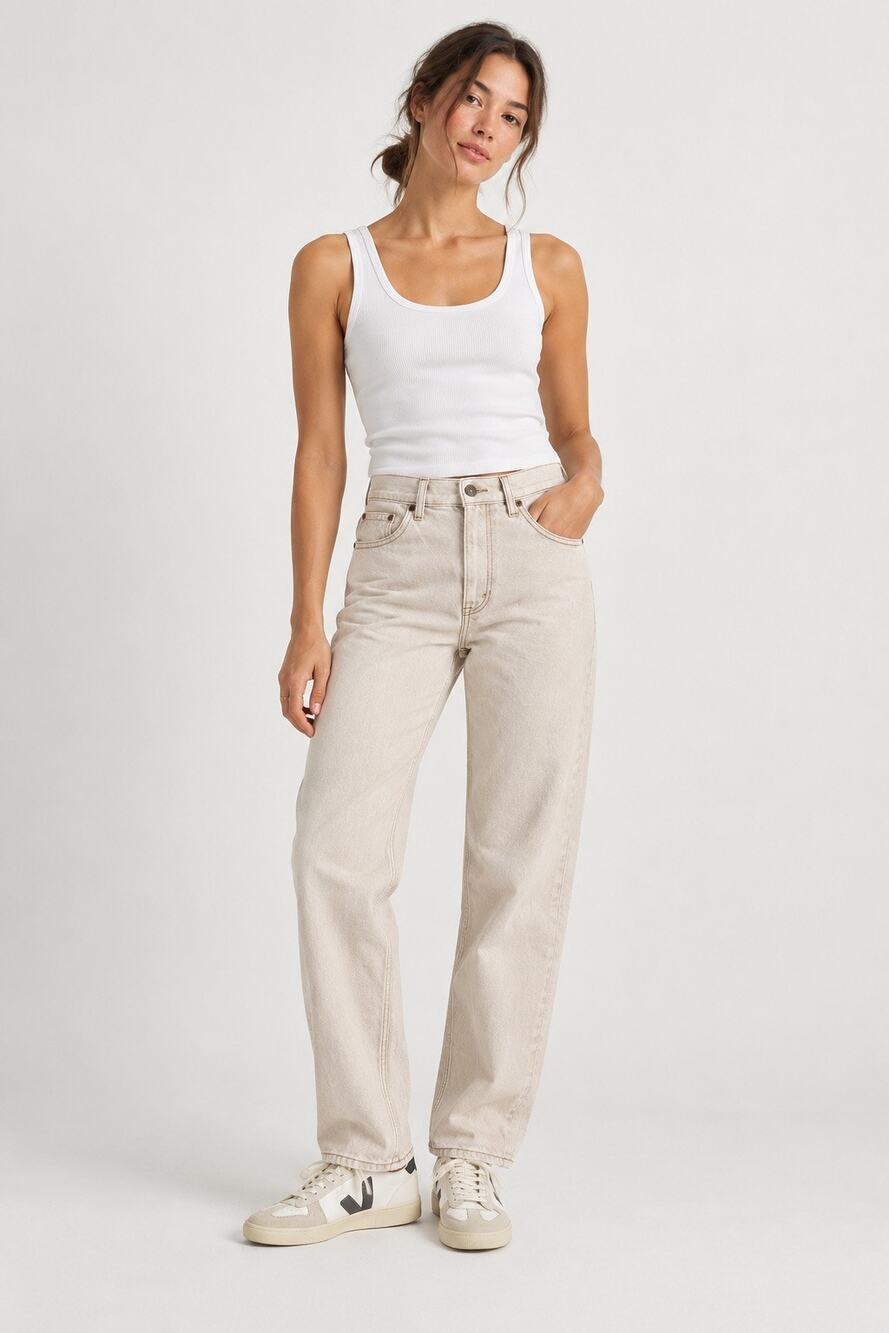 Abercrombie Curve Love 90s Straight Ultra High Rise Jeans Cream 30 10S